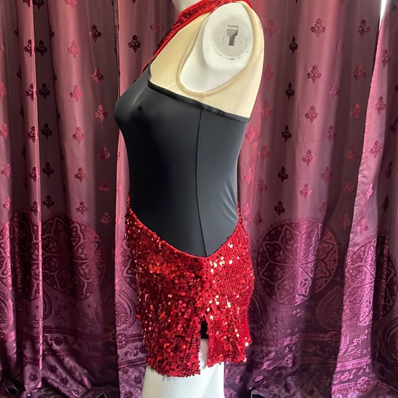 Balera Dance Costume Red Sequin Cut Out Leotard Size SA - Picture 5 of 9